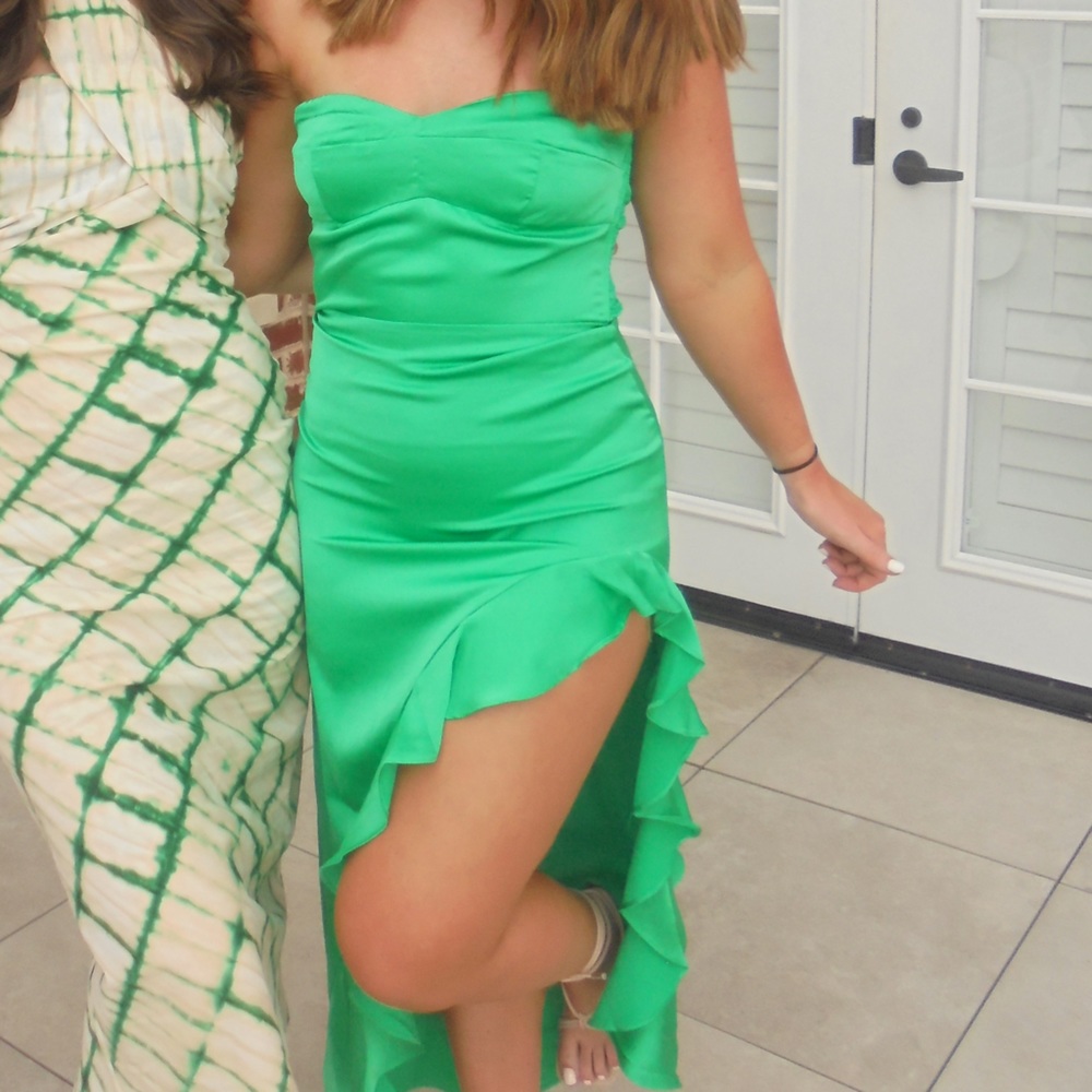 Silk Green Strapless Maxi Dress